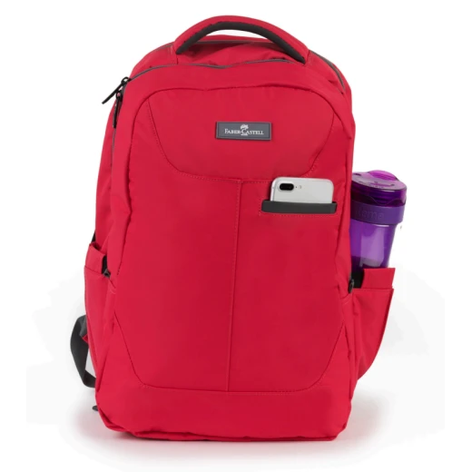 FaberCastell Urban Bag 2 Compt Backpack,  Red&Grey Zipper