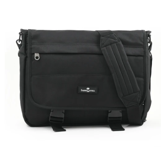 FaberCastell Light Shoulder Bag 3 Compt Backpack, Black