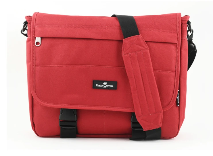 FaberCastell Light Shoulder Bag 3 Compt Backpack, Red - فابر كاستل