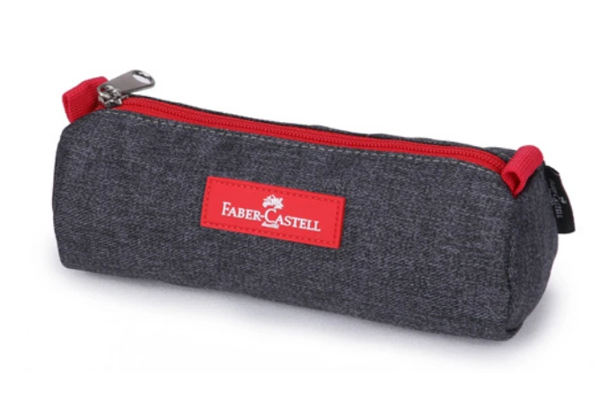 Faber Castell Small Pencil Case 1-Compartment, Dark Grey &Red Zipper - فابر كاستل