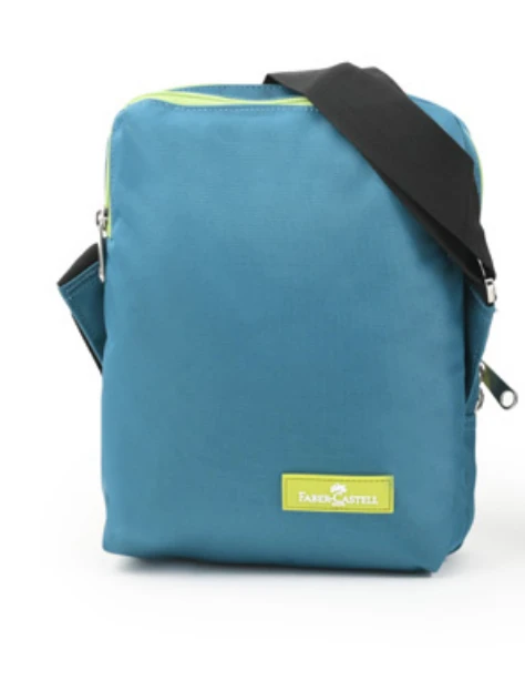 Faber Castell Insulated School Lunch Bag 2-Compartment, Petrol Blue&Green Zipper - فابر كاستل