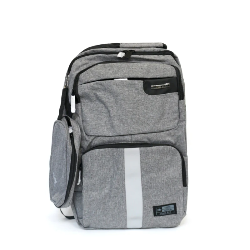 Glossy Bird School Bag with Pencil Case, Light Gray, 45 cm - جلوسي بيرد