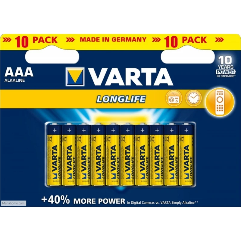 Varta LongLife AAA Bateries Pack of 10 - VARTA