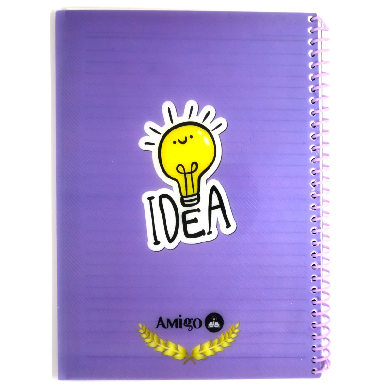 Amigo Wire Notebook, Purple, 70 page, 2 Subjects - Amigo