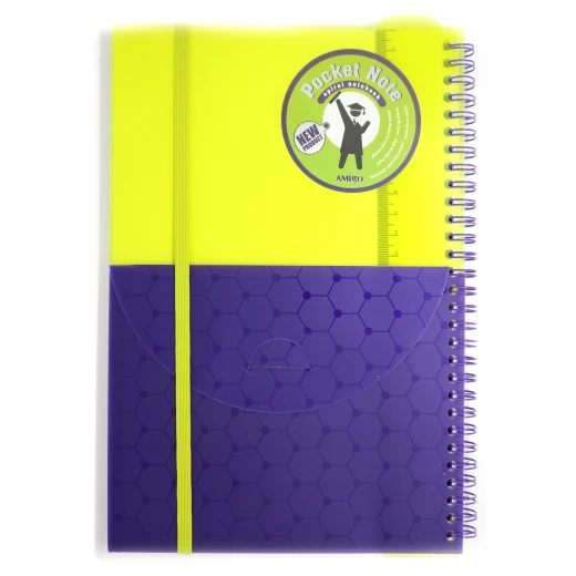Amigo Spiral Wire Notebook With Ruler, Yellow Color, 96 Pages Amigo Spiral Wire Notebook With Ruler, Yellow Color, 96 Pages