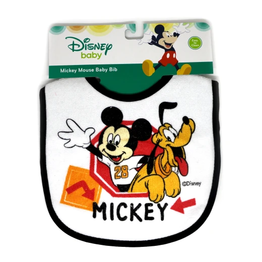 Mickey & Minnie Cotton Baby Bib, Black Mickey & Minnie Cotton Baby Bib, Black