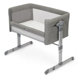 Joie Roomie Glide Bedside Sleeper Crib in Foggy Gray: Effortless One-Hand Glide Feature for Newborns up to 9kg. Secure & Cozy Co-Sleeping Solution, Ideal for Babies from Birth.