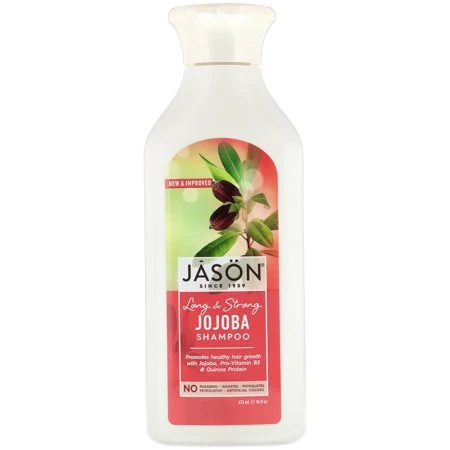 شامبو جيسون ناتشورال طويل وقوي بزيت الجوجوبا، مجموعة من 2 لنمو وتقوية الشعر الصحي - Jason natural