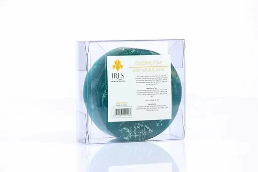 Iris Glycerin Soap with Natural Luffa 200g, Turquoise - أيريس البحر الميت - Image 2