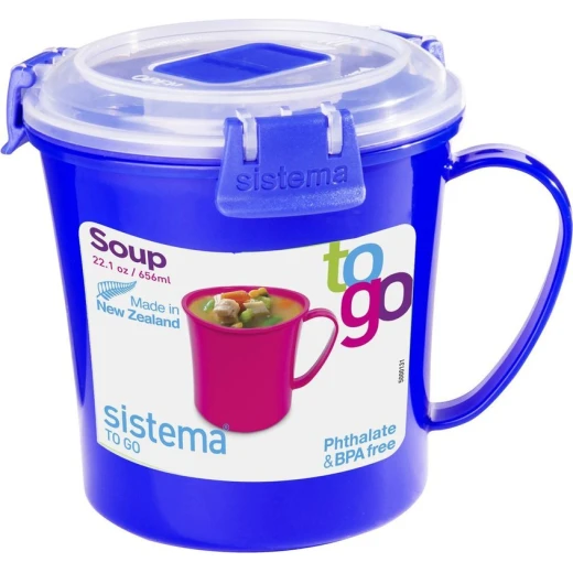 Sistema To Go Microwave Soup Mug - 656 ml, Navy Blue Sistema To Go Microwave Soup Mug - 656 ml, Navy Blue