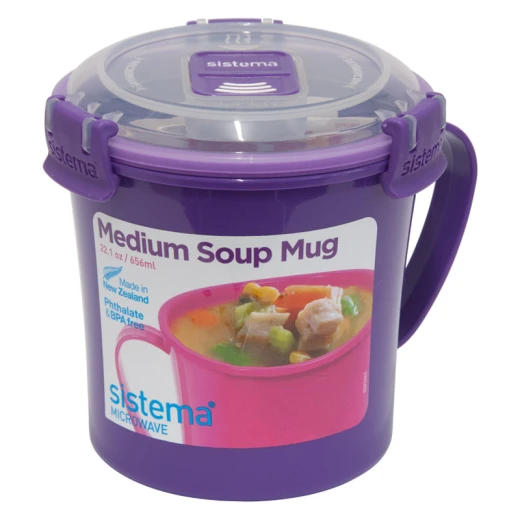 Sistema To Go Microwave Soup Mug - 656 ml, Purple Sistema To Go Microwave Soup Mug - 656 ml, Purple