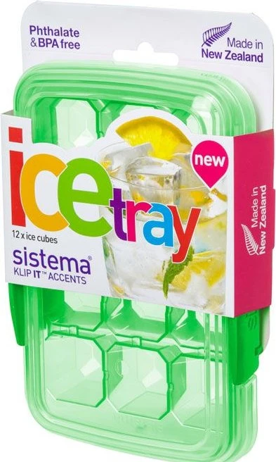 Sistema Klip It Accents Ice Cube Tray With Lid 12 Cubes, Green - سيستما
