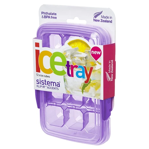 Sistema Klip It Accents Ice Cube Tray With Lid 12 Cubes, Purple Sistema Klip It Accents Ice Cube Tray With Lid 12 Cubes, Purple