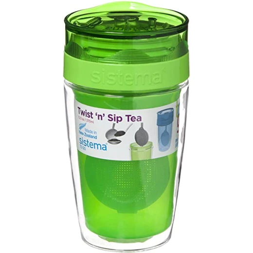 Sistema Twist Sip Tea To Go Travel Mug With Filter, Green Sistema Twist Sip Tea To Go Travel Mug With Filter, Green