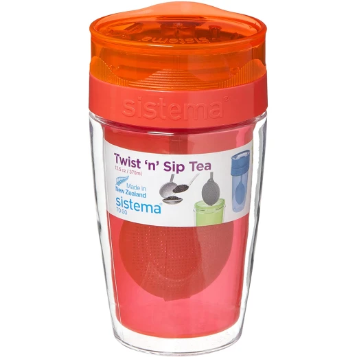 Sistema Twist Sip Tea To Go Travel Mug With Filter, Orange Sistema Twist Sip Tea To Go Travel Mug With Filter, Orange