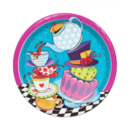 Amscan Mad Hatter Tea Party Lunch Plates X8 Amscan Mad Hatter Tea Party Lunch Plates X8