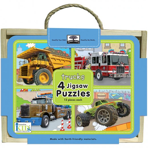 Innovative Kids 4 Jigsaw Puzzels trucks - انوفاتيف كيدز جرين