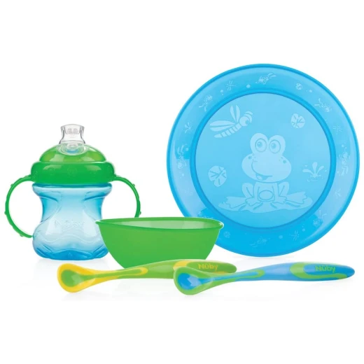 Nuby Fun Feeding™ Set, Blue & Green Nuby Fun Feeding™ Set, Blue & Green