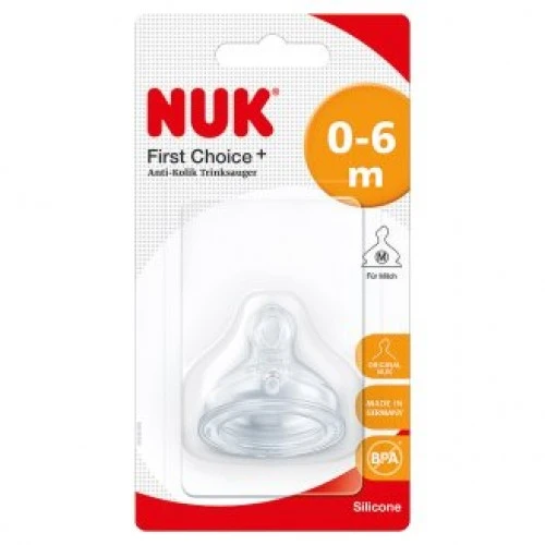 NUK Medium Flow Replacement Nipples, Stage 1, Silicone, Pack of 1 NUK Medium Flow Replacement Nipples, Stage 1, Silicone, Pack of 1