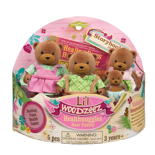 Li'l Woodzeez The Healthnuggle Bear Family with storybook Li'l Woodzeez The Healthnuggle Bear Family with storybook
