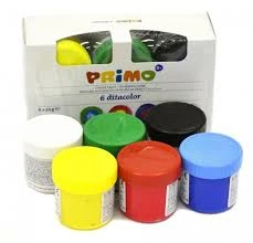 Primo 6 Assorted Finger Paints 50gPots and Brush in Pp Case - Primo - Image 3