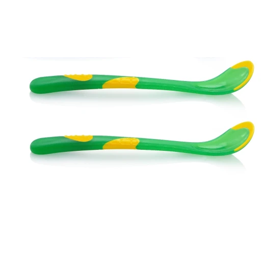Nuby Patented Angled Hot Safe™ Spoon +6 months, 2 pieces - Green Nuby Patented Angled Hot Safe™ Spoon +6 months, 2 pieces - Green