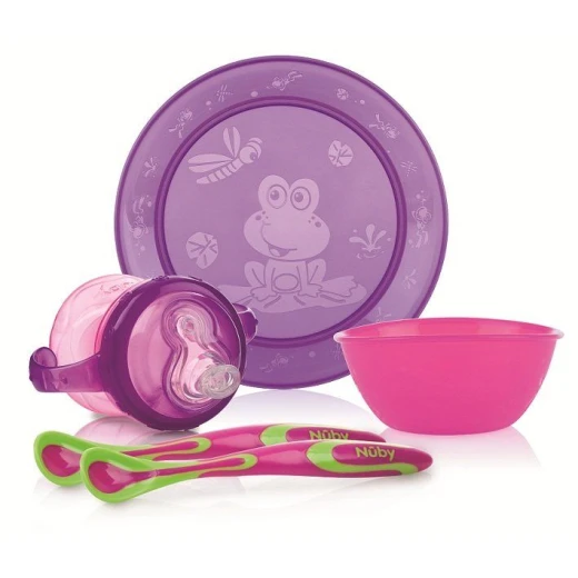 Nuby Fun Feeding™ Set, Purple & Green Nuby Fun Feeding™ Set, Purple & Green