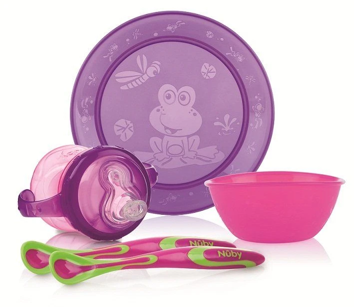Nuby Fun Feeding™ Set, Purple & Green - نوبي