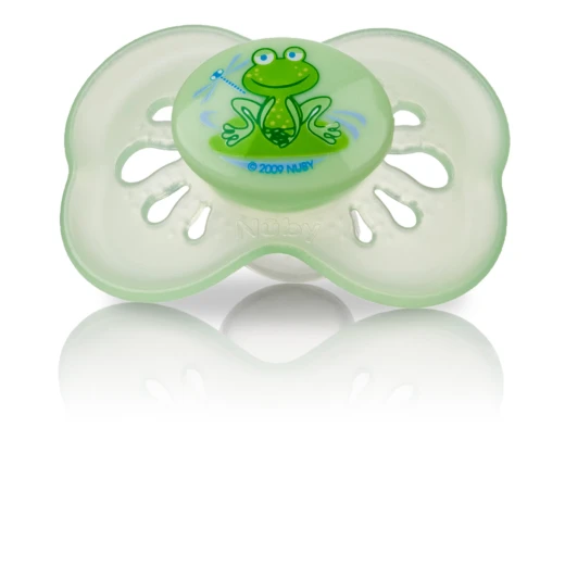 Nuby Colored Butterfly Pacifier With Oval Baglet (6-18Months) - أخضر Nuby Colored Butterfly Pacifier With Oval Baglet (6-18Months) - أخضر
