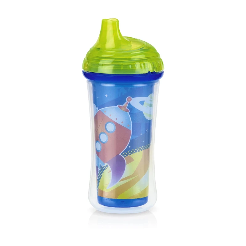 Nuby Insulated Click-it Hard Spout Cup 270ml - Green & Blue - نوبي