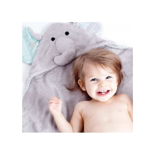 Soft Wrapper - Baby Blanket for Babies - Dark Grey Elephant - Image 2