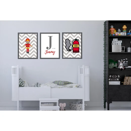 مطبوعات فنية جدارية مؤطرة بالخشب غير العادي ، تصميم مكافحة الحرائق 2 -  من اكسترا اورديناري, A3 - إكسترا أورديناري - Image 2