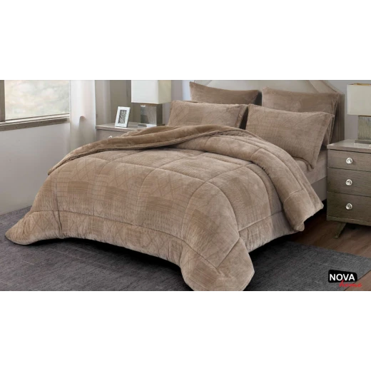 Nova Velvet Comforter 6pcs Set Coll. Taylor King Beige Nova Velvet Comforter 6pcs Set Coll. Taylor King Beige
