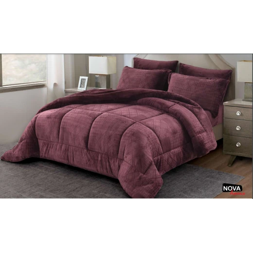 Nova Velvet Comforter 6pcs Set Coll. Taylor King Purple Nova Velvet Comforter 6pcs Set Coll. Taylor King Purple