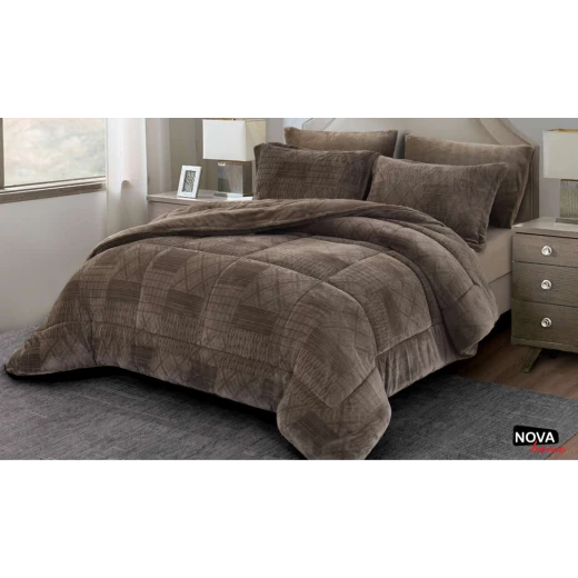 Nova Velvet Comforter 6pcs Set Coll. Taylor King Taupe