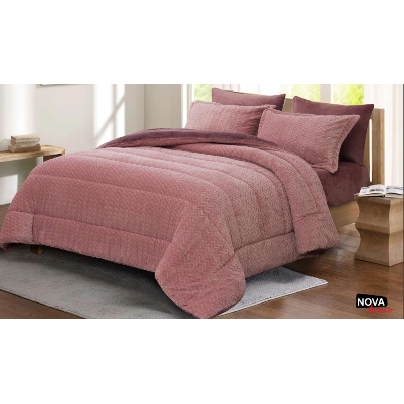 Nova Comforter 6pcs Set Doma King Pink - نوفا هوم