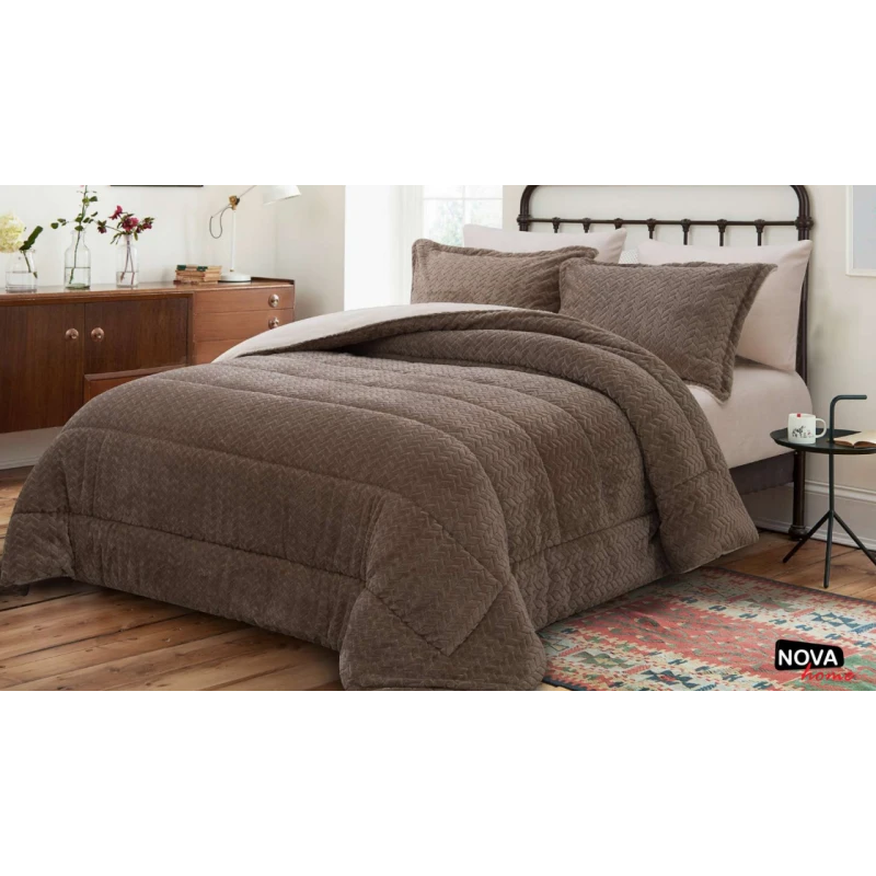 Nova Comforter 4pcs Set Doma Twin Taupe - نوفا هوم