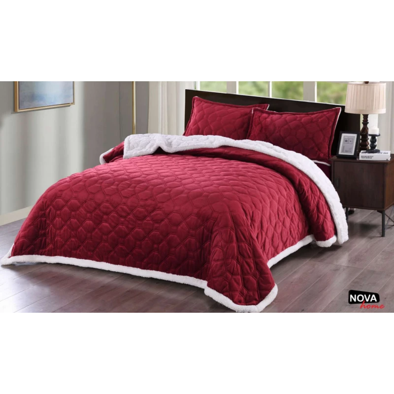 NOVA Winter Bed Spread 4pcs Brielle King Burgandy - نوفا هوم