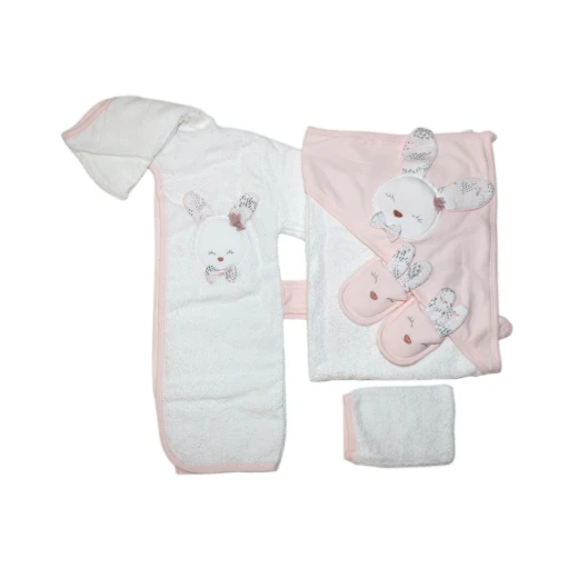 Baby Bath Set, 4 pieces, Peach Rabbit - Image 2