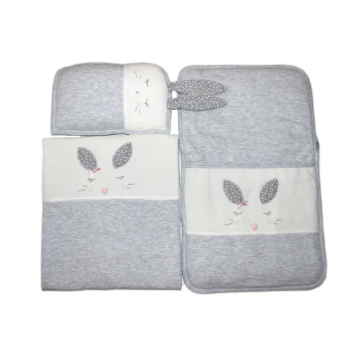 Newborn Baby Nursing Set, 3 pieces, Grey Rabbit - Image 2