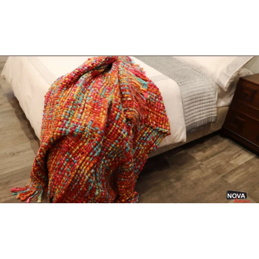 NOVA Hand Made Knitted Throw Sharko 130x160 Orange NOVA Hand Made Knitted Throw Sharko 130x160 Orange