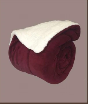 NOVA Fleece Sherpa Comforter Plain 160x220 Burgandy - Twin - نوفا هوم