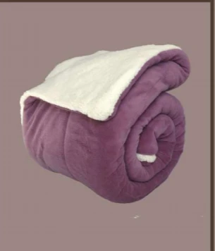 NOVA Fleece Sherpa Comforter Plain 160x220 Purple - Twin - نوفا هوم