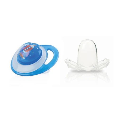 Nuby Orthodontic Glow in the Dark Soother - 0-6m - أزرق Nuby Orthodontic Glow in the Dark Soother - 0-6m - أزرق