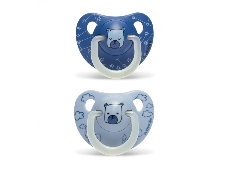 Suavinex Night & Day, Anatomic Silicone Soothers 6-18m, Bear 2pcs - سوافينكس
