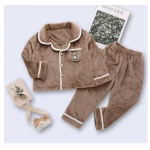 Colorland Pijama Top + Bottom For Kids - 3 - 4 Years - Brown - كولورلاند