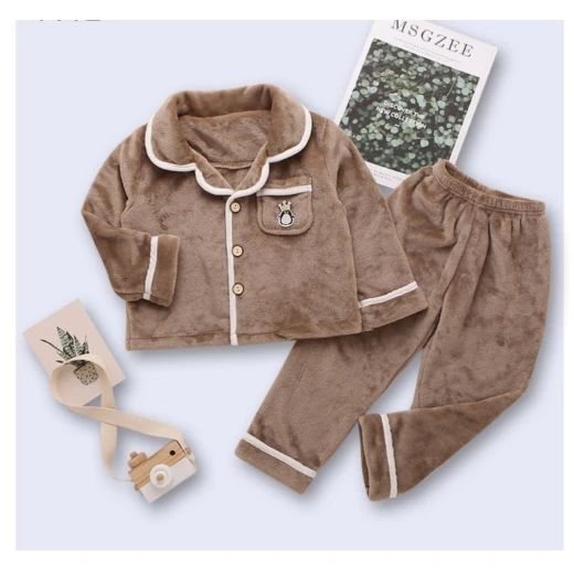Colorland Pijama Top + Bottom For Kids - 3 - 4 Years - Brown