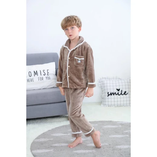 Colorland Pijama Top + Bottom For Kids - 11-12 Years -Brown - كولورلاند - Image 3