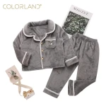 Colorland Pijama Top + Bottom For Kids - 11-12 Years -Grey - كولورلاند