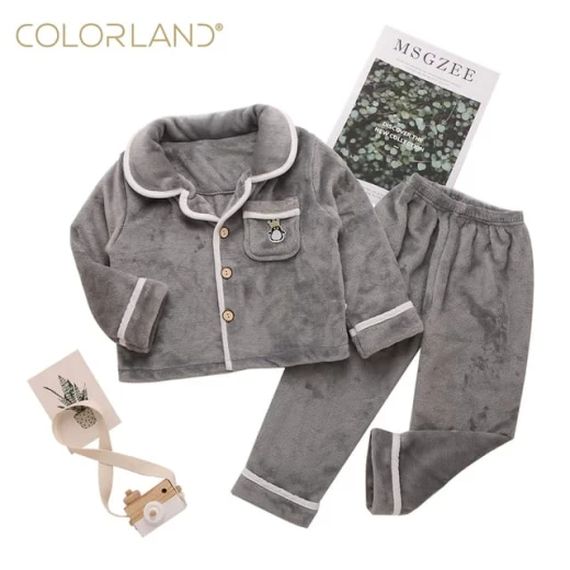 Colorland Pijama Top + Bottom For Kids - 11-12 Years -Grey